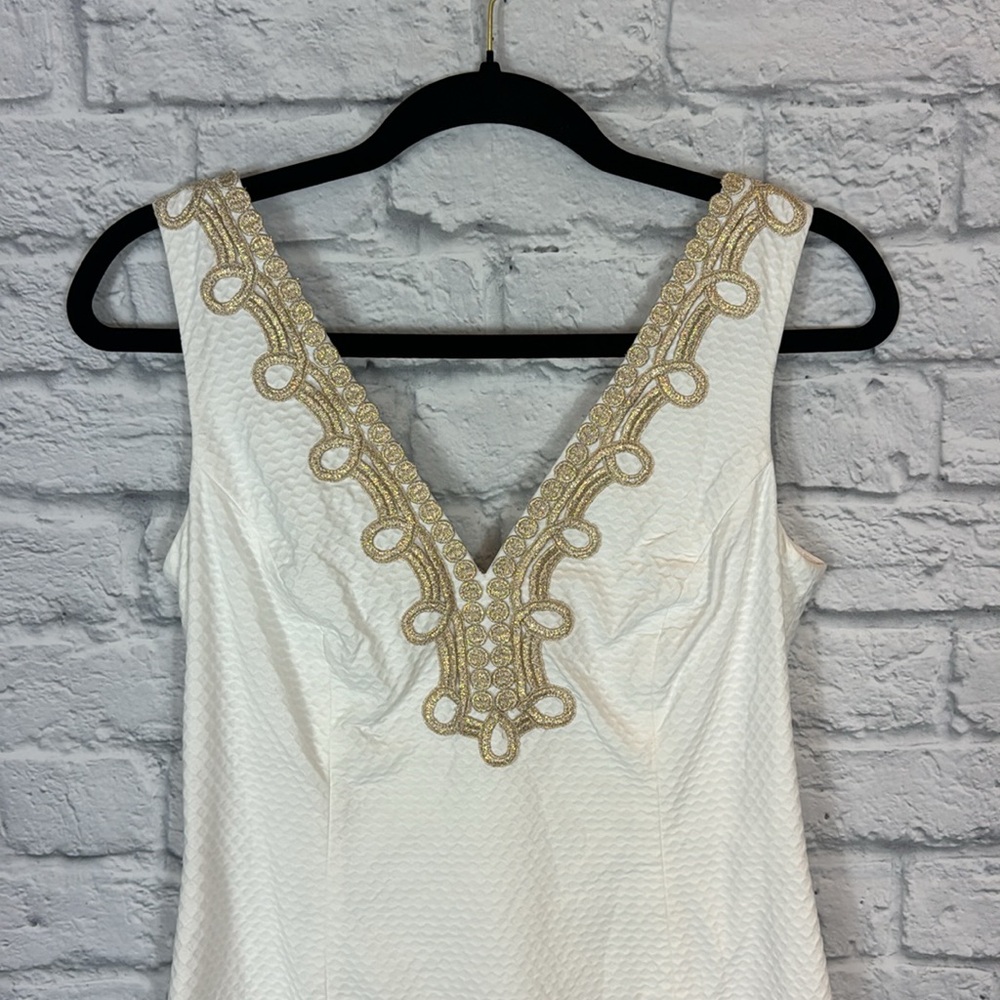 Lilly Pulitzer🦩 Bentley shift dress in white and gold - Picture 2 of 6